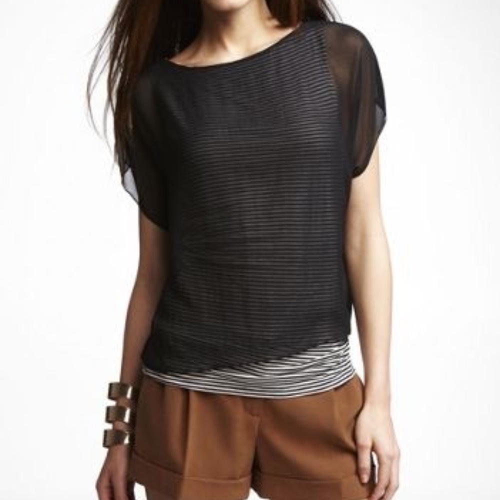 EXPRESS CHIFFON OVERLAY TEE